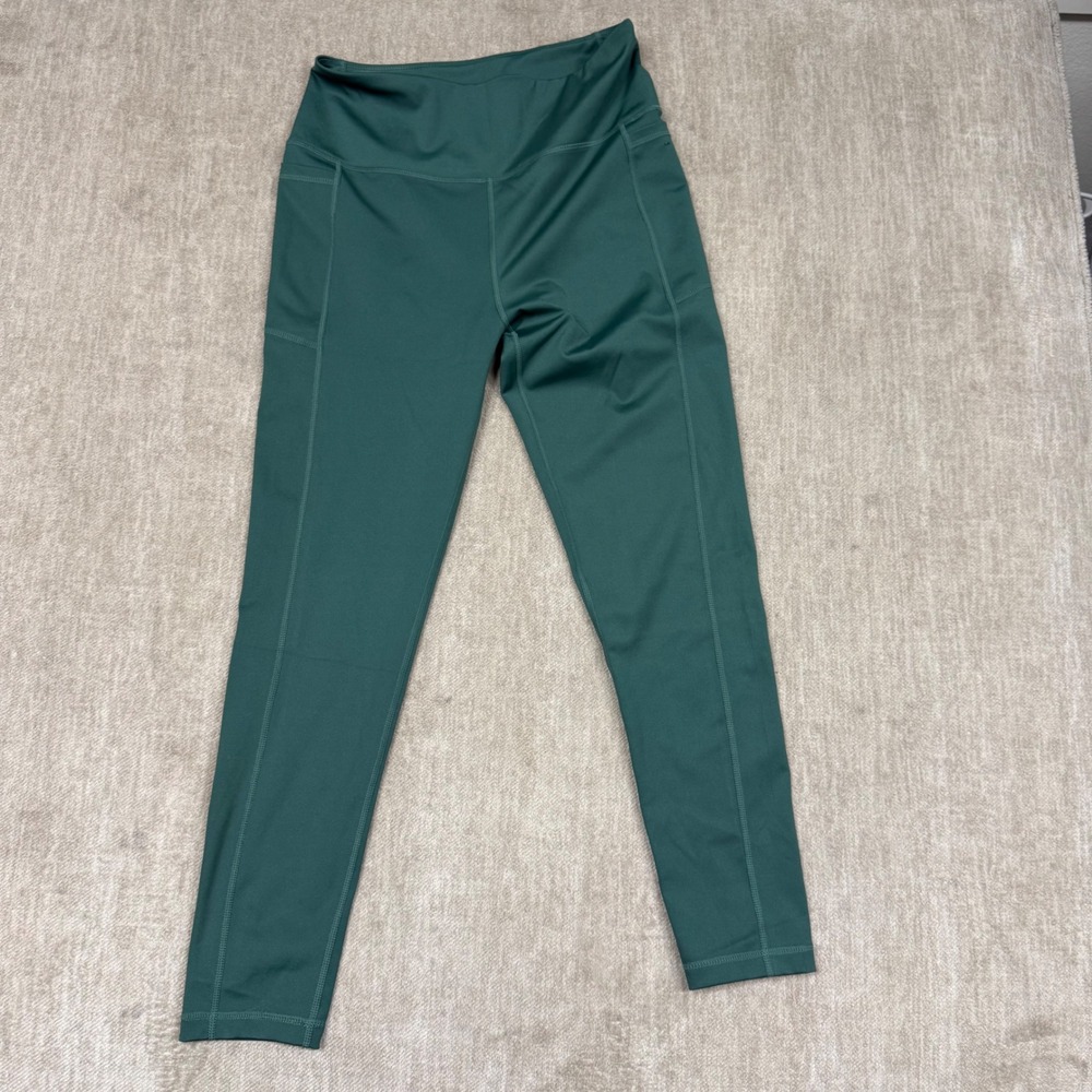 LEG3ND Womens High Waisted Athletic Leggings with Pockets Forest Green Size L
